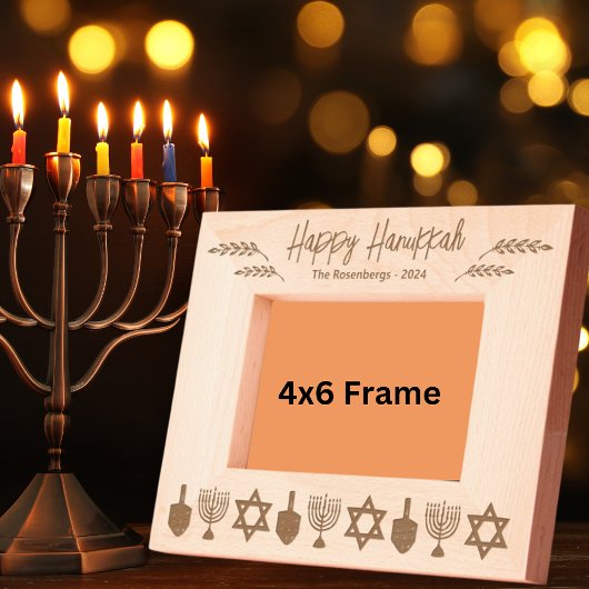 Happy Hanukkah 4x6 Personalisiert Geätzte Rahmen