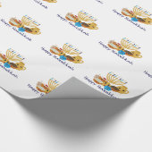 Happy Hanukkah and cute Hanukkah characters Geschenkpapier (Ecke)