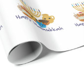 Happy Hanukkah and cute Hanukkah characters Geschenkpapier (Rolleneckpunkt)