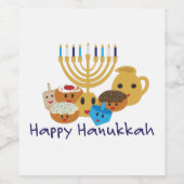 Happy Hanukkah and cute Hanukkah characters Weinetikett (Einzelnes Label)