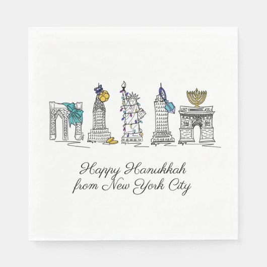 Happy Hanukkah aus New York City NYC Chanukah Serviette (Vorderseite)