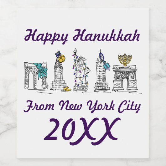 Happy Hanukkah aus New York City NYC Holiday Weinetikett (Einzelnes Label)
