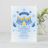 Happy Hanukkah aus unserer neuen Zuhause-Urlaubska Einladung (Stehend Vorderseite)