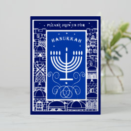 Happy Hanukkah Beautiful Jewish Holiday Menorah Folieneinladung