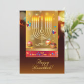 Happy Hanukkah Beautiful Menorah Judenurlaub Einladung (Stehend Vorderseite)