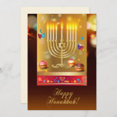 Happy Hanukkah Beautiful Menorah Judenurlaub Einladung (Vorne/Hinten)