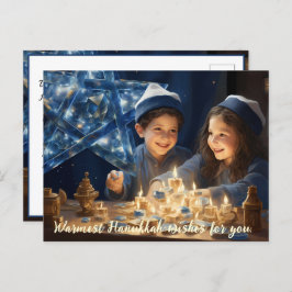 🕎 Happy Hanukkah, benutzerdefinierter Text Feiertagspostkarte