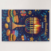 Happy Hanukkah benutzerdefinierter Text Puzzle (Horizontal)