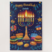 Happy Hanukkah benutzerdefinierter Text Puzzle (Vertikal)