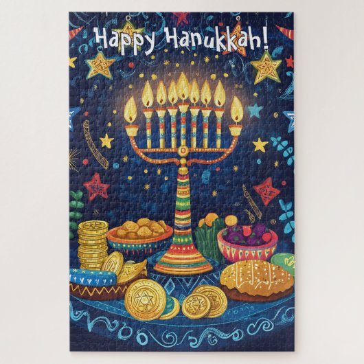 Happy Hanukkah benutzerdefinierter Text Puzzle (Vertikal)