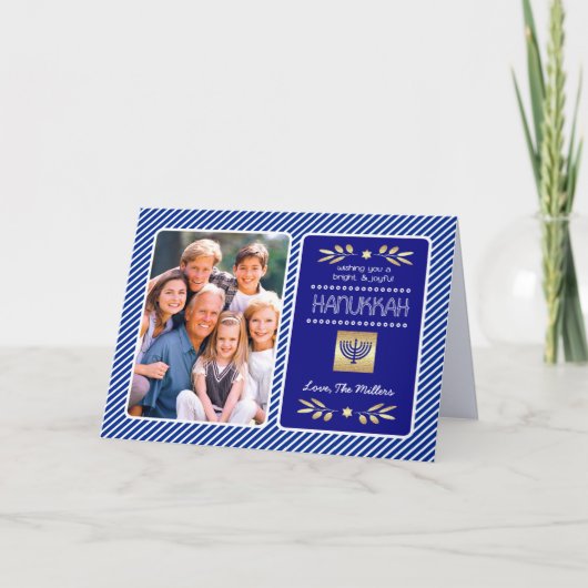 Happy Hanukkah. Benutzerdefiniertes Foto Feiertagskarte (Vorderseite)