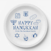 Happy Hanukkah Blau, der Name der Familie Pappteller (Vorderseite)
