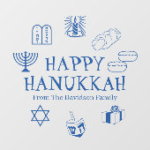 Happy Hanukkah Blau, die Dekoration des eigenen Fa Fensteraufkleber (Blatt)
