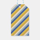 Happy Hanukkah Blau Gold moderne Streifen Brauch Geschenkanhänger (Rückseite)