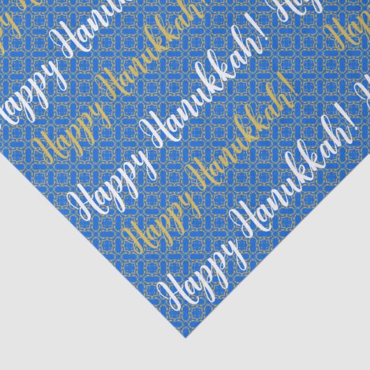 Happy Hanukkah Blau, Gold und Weiß Seidenpapier (Detail)
