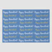 Happy Hanukkah Blau, Gold und Weiß Seidenpapier (Vorderseite)