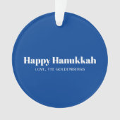 Happy Hanukkah Blau moderne gestreifte Muster nach Ornament (Vorderseite)