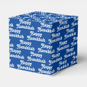 Happy Hanukkah Blau niedliche Typografie Muster Geschenkschachtel (Rückseite)
