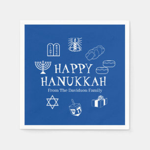 Happy Hanukkah Blau & Weiß benutzerdefinierte Fam Serviette