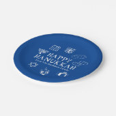 Happy Hanukkah Blau & Weiß benutzerdefinierte Fami Pappteller (Schrägansicht)