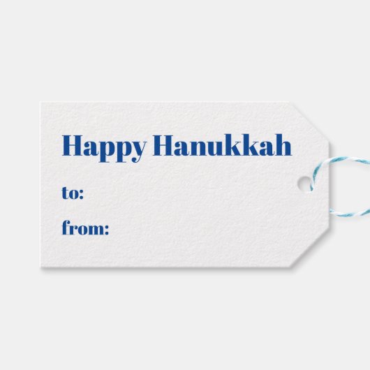 Happy Hanukkah blau weiß bis vom modernen Geschenkanhänger (Vorderseite (Horizontal))