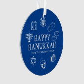Happy Hanukkah Blau & Weiß individuelle Name bevor Ornament (Vorderseite)