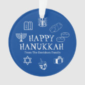 Happy Hanukkah Blau & Weiß individuelle Name bevor Ornament (Vorderseite)