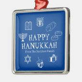 Happy Hanukkah Blau & Weiß individuelle Name bevor Ornament Aus Metall (Links)