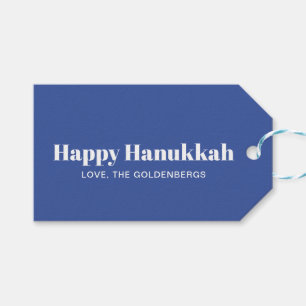 Happy Hanukkah blau weiß, modern gestreift, kunden Geschenkanhänger