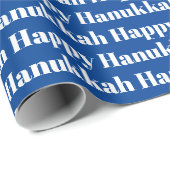 Happy Hanukkah blau weiß, moderne Typografie Gesch Geschenkpapier (Rolleneckpunkt)