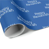 Happy Hanukkah Blau-weiße minimalistische Typograf Geschenkpapier (Rolleneckpunkt)