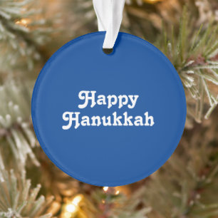 "Happy Hanukkah" blaue weiße Feier Ornament