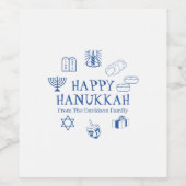 Happy Hanukkah Blauen individuelle Name Geschenk G Weinetikett (Einzelnes Label)
