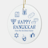Happy Hanukkah blauer individuelle Name bevorzugt Keramik Ornament (Links)