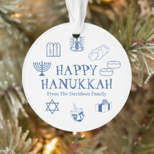 Happy Hanukkah blauer individuelle Name bevorzugt Ornament