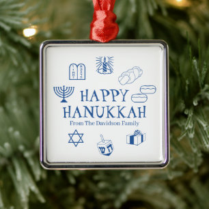 Happy Hanukkah blauer individuelle Name bevorzugt Ornament Aus Metall