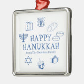 Happy Hanukkah blauer individuelle Name bevorzugt Ornament Aus Metall (Links)
