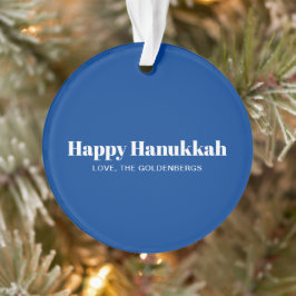 Happy Hanukkah blauer weißer minimalistischer Sond Ornament