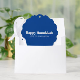 Happy Hanukkah blauer weißer minimalistischer Sond Ornament Karte