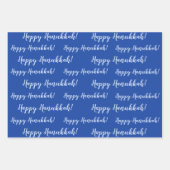 Happy Hanukkah Blauer Winter Geschenkpapier Set (Vorderseite)