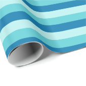Happy Hanukkah | Blaues und Aquamarines Streifenmu Geschenkpapier (Rolleneckpunkt)
