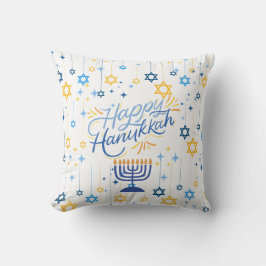 Happy Hanukkah Blue And Gold Kissen
