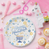 Happy Hanukkah Blue And Gold Pappteller (Party)