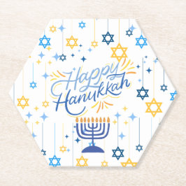 Happy Hanukkah Blue And Gold Untersetzer
