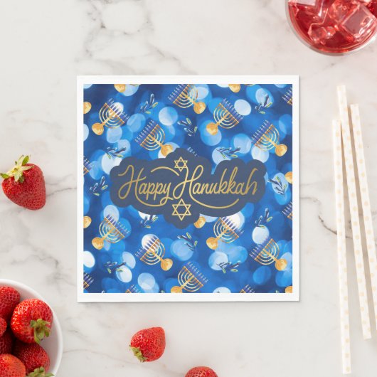 Happy Hanukkah Blue And White Serviette (Beispiel)