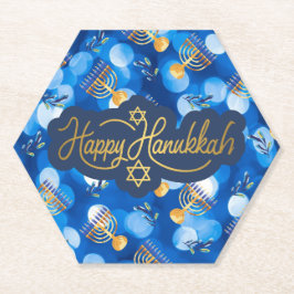Happy Hanukkah Blue And White Untersetzer