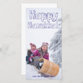 Happy Hanukkah Blue Block - Fotocard Feiertagskarte (Vorne/Hinten)
