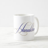 Happy Hanukkah Blue Gold Elegante Look Design Tass Kaffeetasse (VorderseiteRechts)