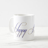 Happy Hanukkah Blue Gold Elegante Look Design Tass Kaffeetasse (Vorderseite Links)