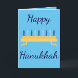 Happy Hanukkah Blue Menorah Feiertagskarte<br><div class="desc">Feiern Sie das große Festival der Lichter mit dieser Happy Hanukkah themed Grußkarte. "Happy Hanukah" ist in einem schönen dunkelblauen kursiven Schriftart mit blauen Kerzen geschrieben. Die Innenseite der Karte hat eine schöne Nachricht. Bestelle noch heute! Clipart mit freundlicher Genehmigung von Sonya DeHart Design unter: http://www.sonyadehartdesign.com |http://www.sonyadehartdesign.etsy.com</div>